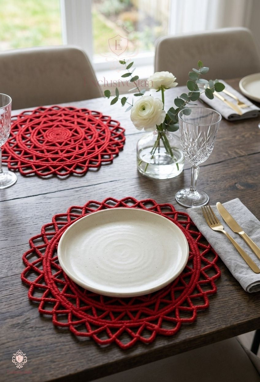 Classic Red Charm Netted Placemats (Set Of 2)