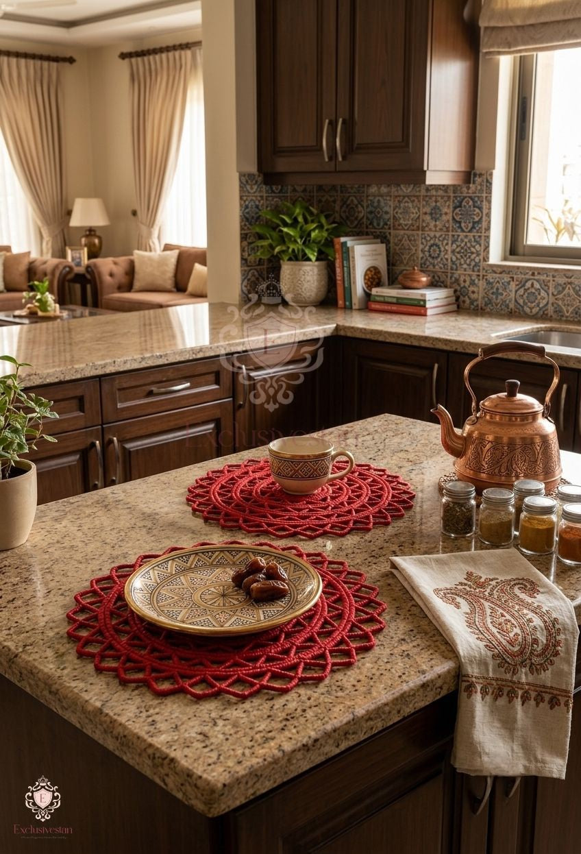 Classic Red Charm Netted Placemats (Set Of 2)