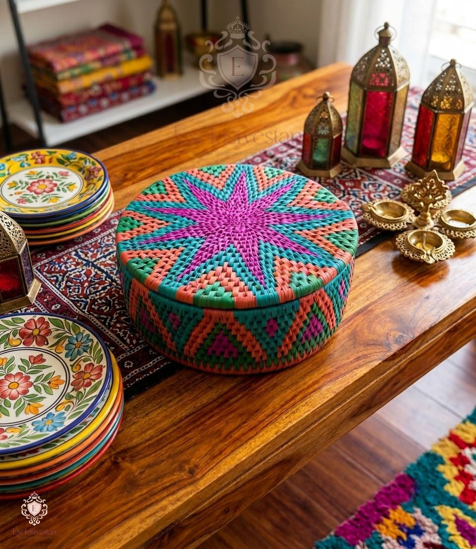 Vibrant Petal Handwoven Date Palm Leaf Hotpot