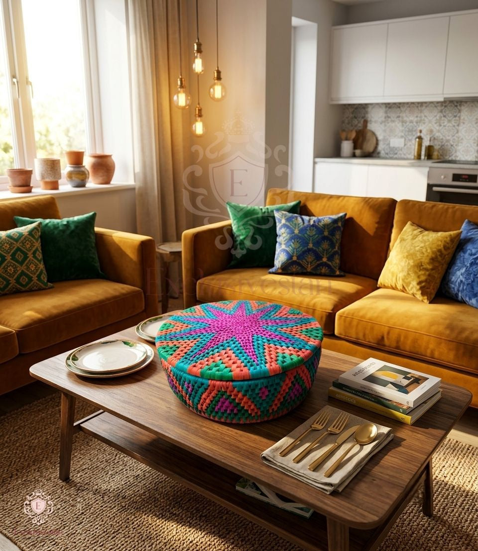 Vibrant Petal Handwoven Date Palm Leaf Hotpot