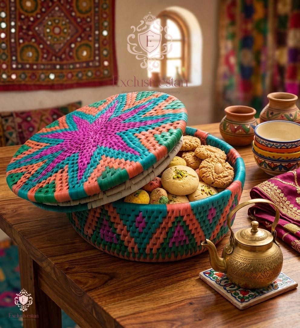 Vibrant Petal Handwoven Date Palm Leaf Hotpot