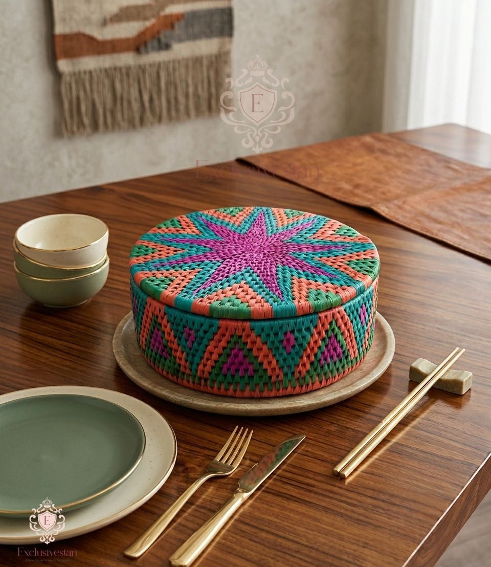 Vibrant Petal Handwoven Date Palm Leaf Hotpot