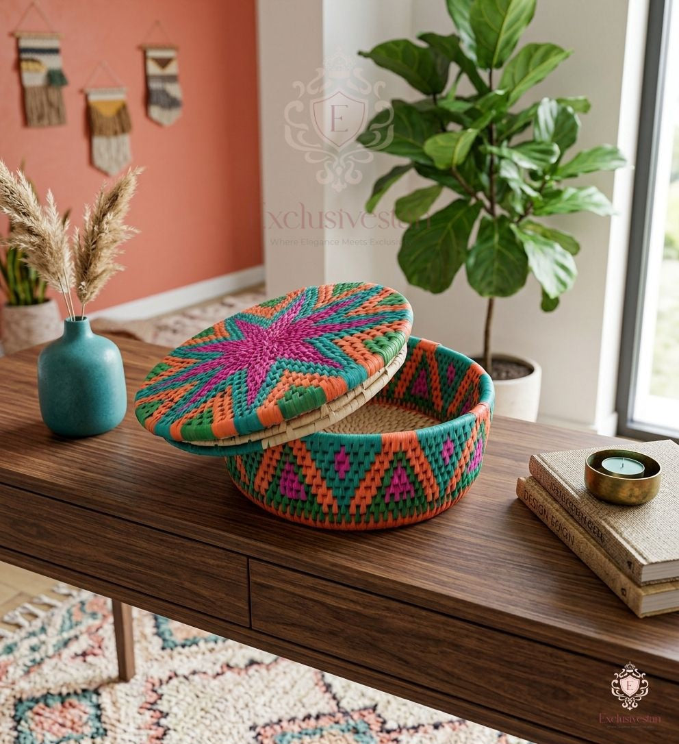 Vibrant Petal Handwoven Date Palm Leaf Hotpot