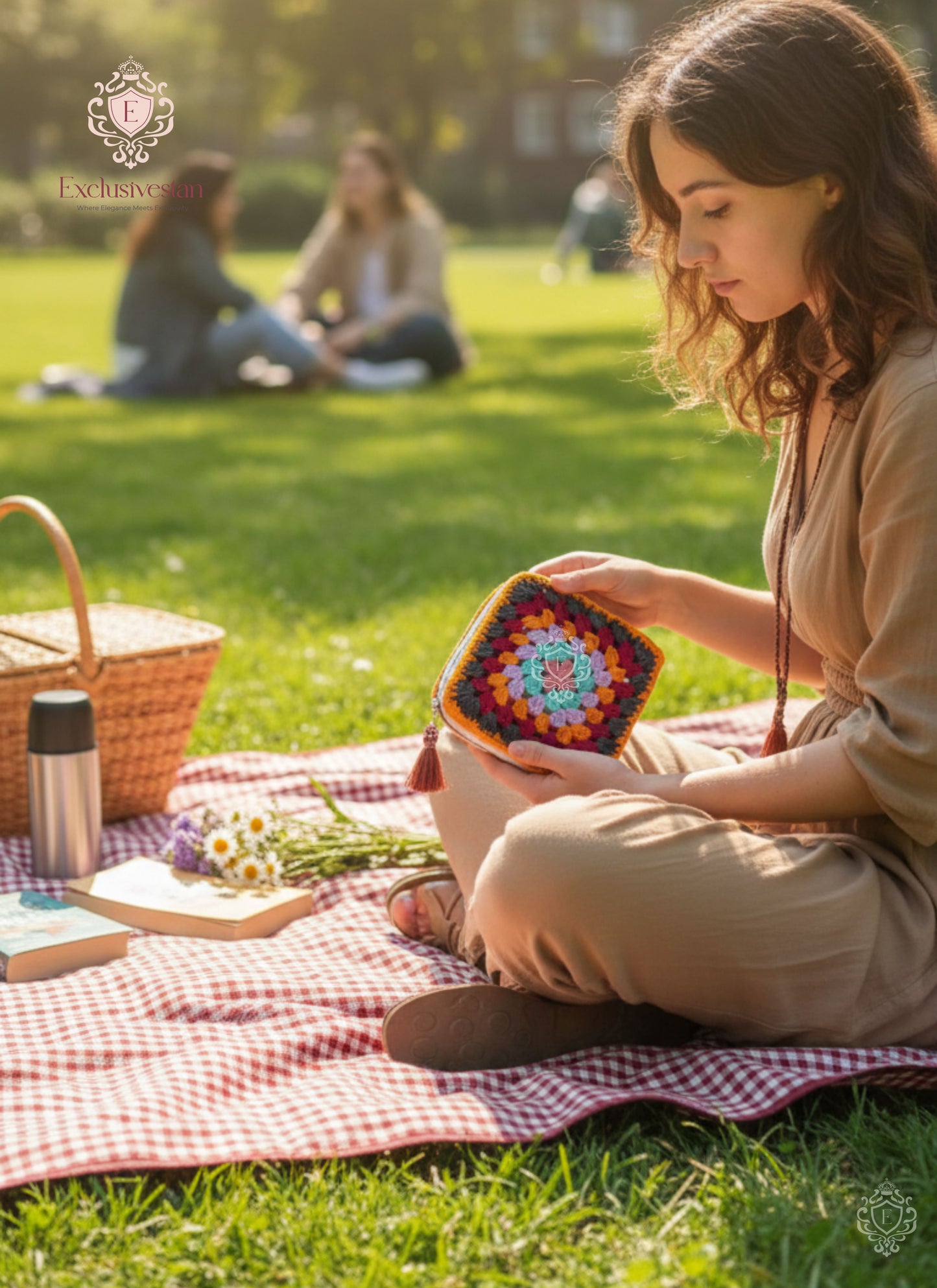 Colourful Burst Handmade Crochet Zipper Purse