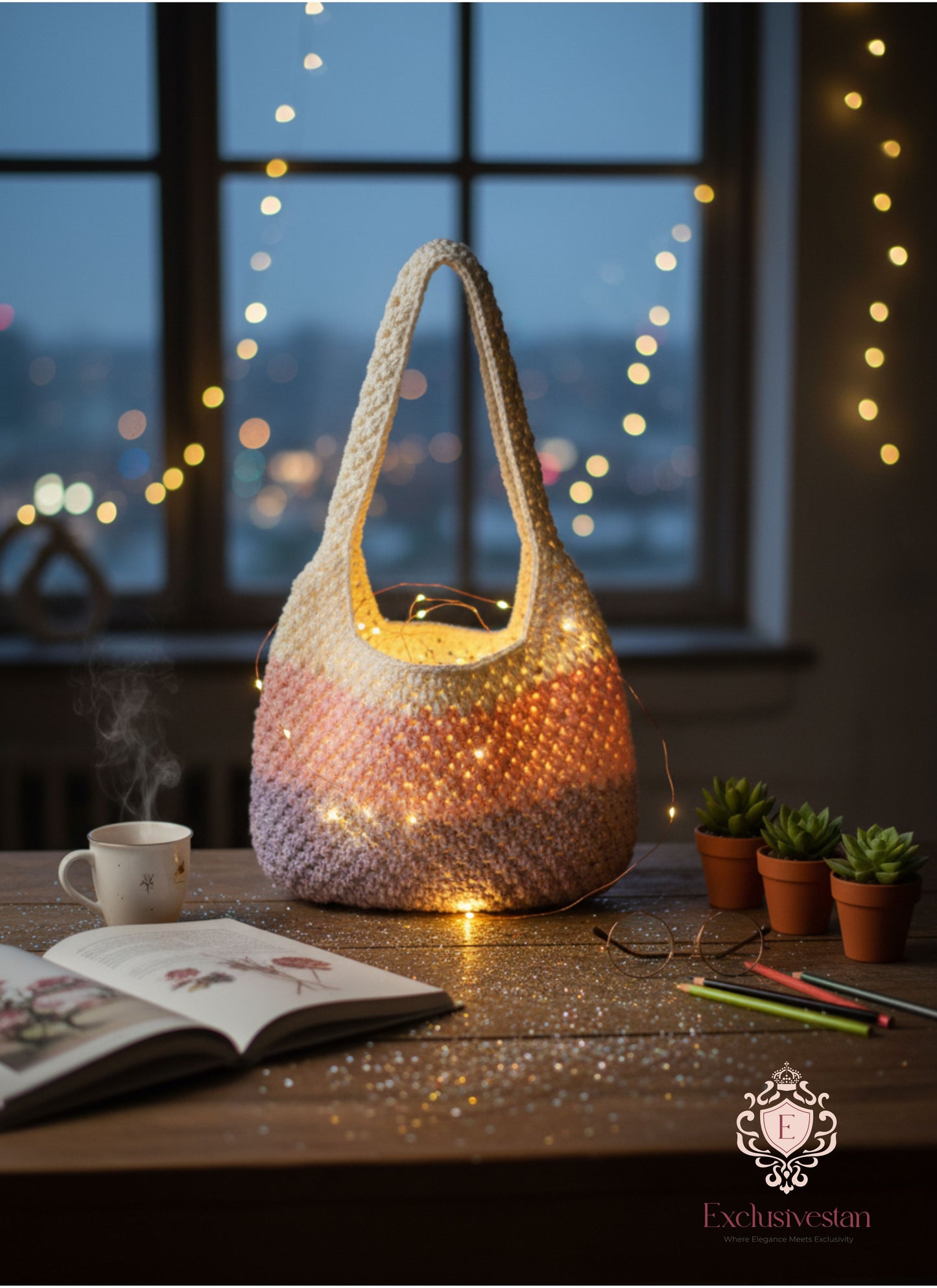 Handmade Crochet HandHeld Bag – Pastel Ombre Tote