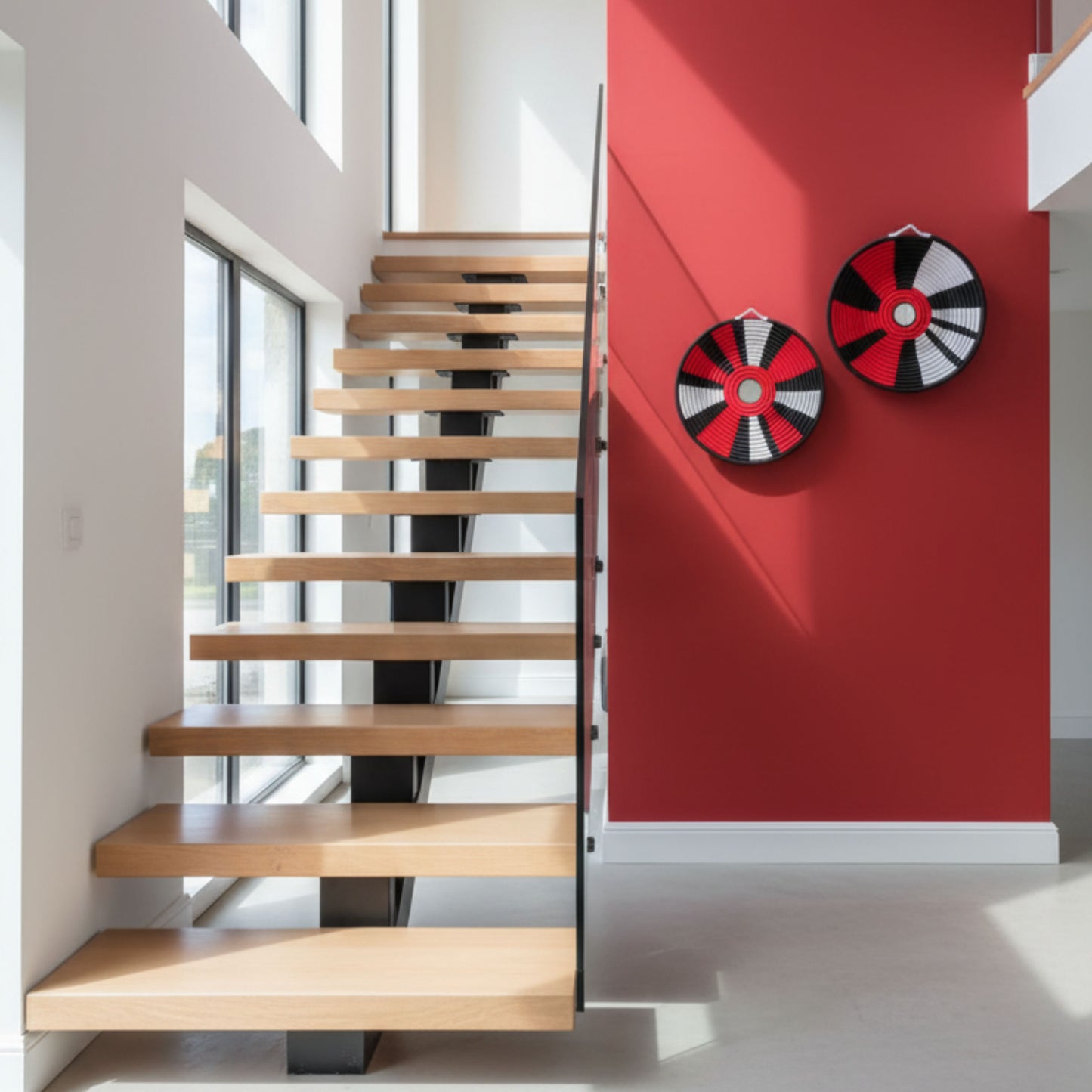 Handwoven Basket & Wall Hanging Set (set of 2 hangings) – Red, Black & White Collection