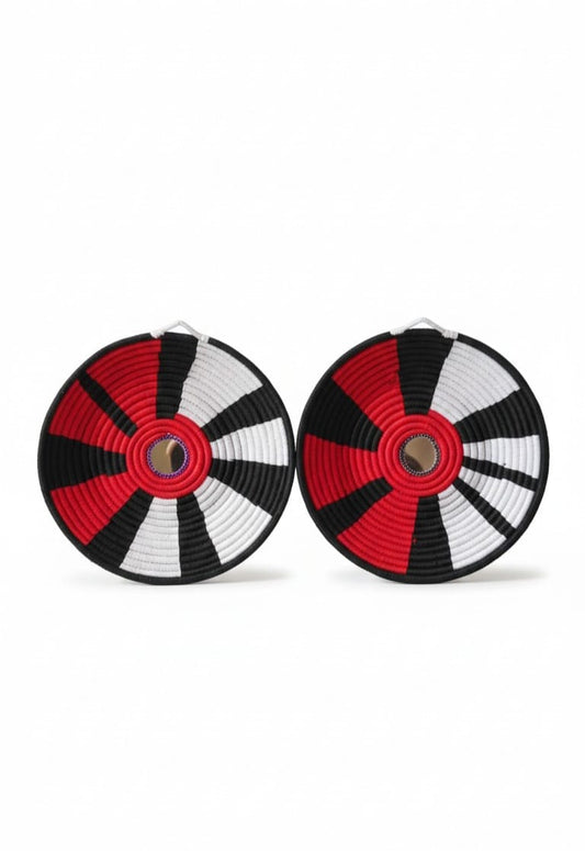 Handwoven Red and White Wall Art Hangings (set of 2)