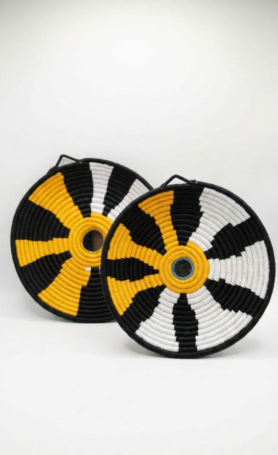 Handwoven Wall Hangings Black,White and Mustard (set of 2)