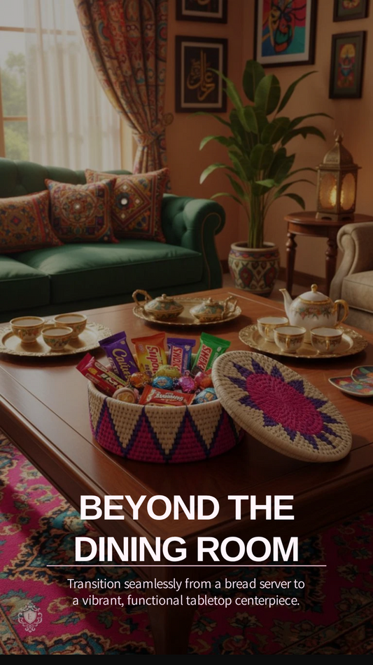 Floral Weave Date Palm Leaf Basket