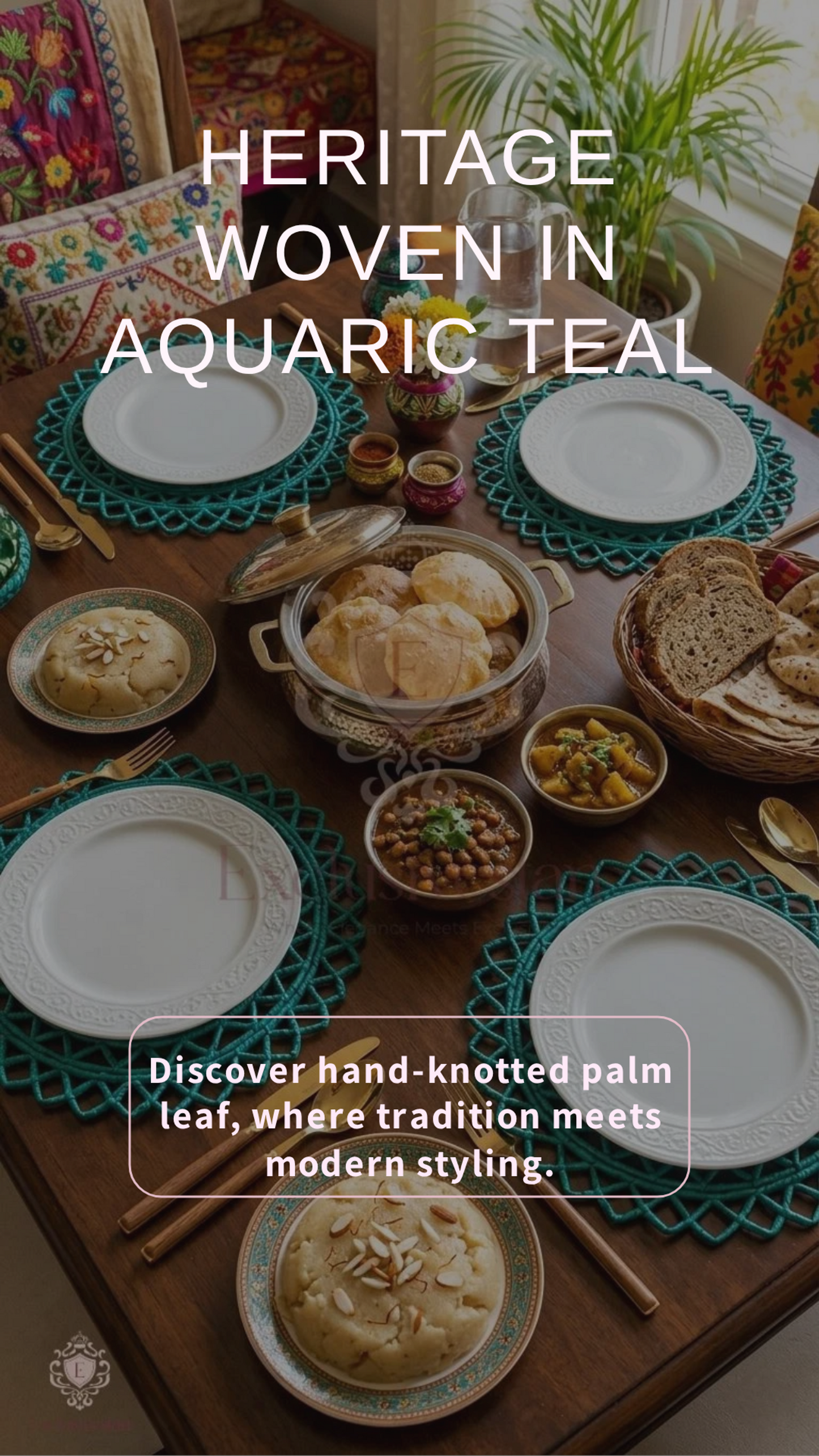 Aquaric Netted Date Palm Leaf placemats (set of 2)